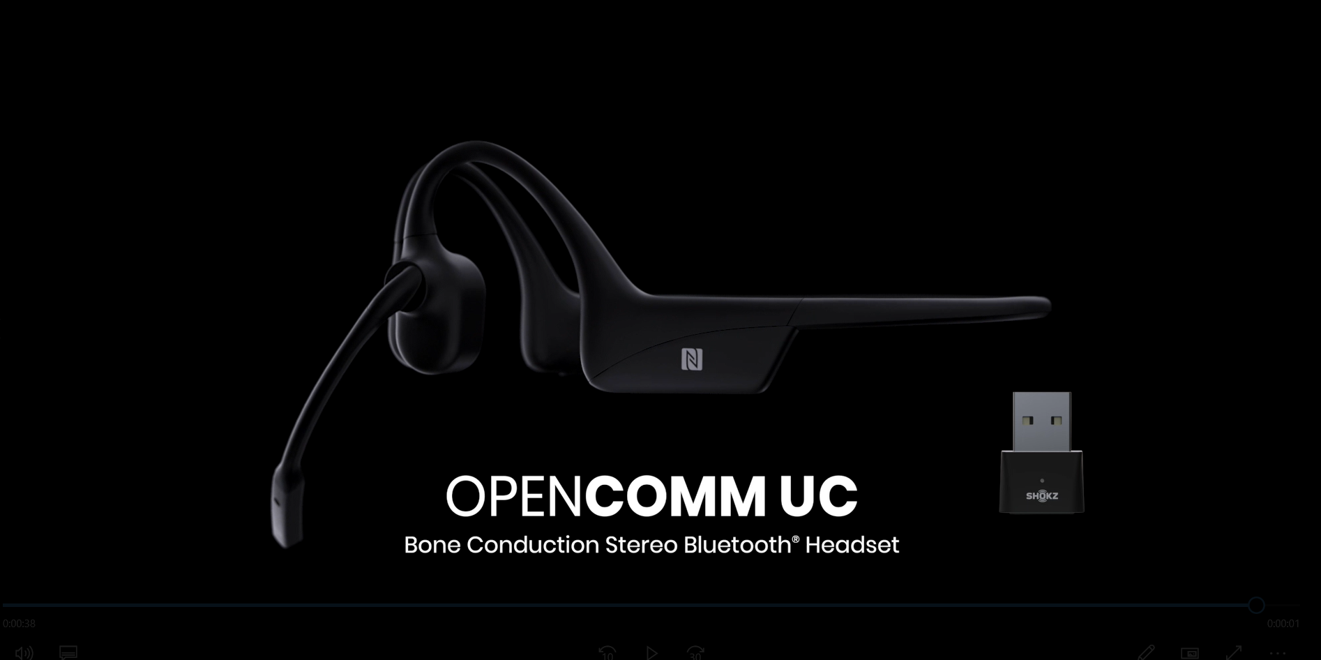 SHOKZ OpenComm UC Wireless Bone Conduction Headsets with adapter
